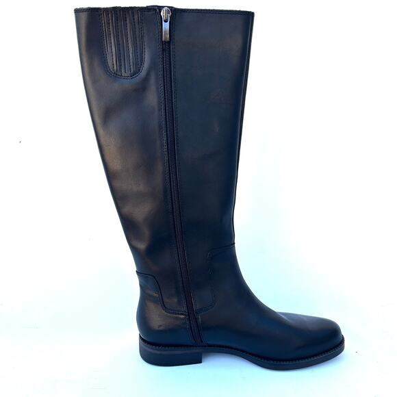 Franco Sarto Tall Leather Riding Boots Crissy Black Equestrian Structured 9 New - Picture 2 of 10